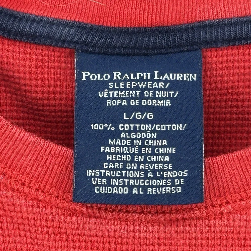 Polo Ralph Lauren Waffle Knit Thermal Red Shirt L Sleepwear Lounge Juniors
